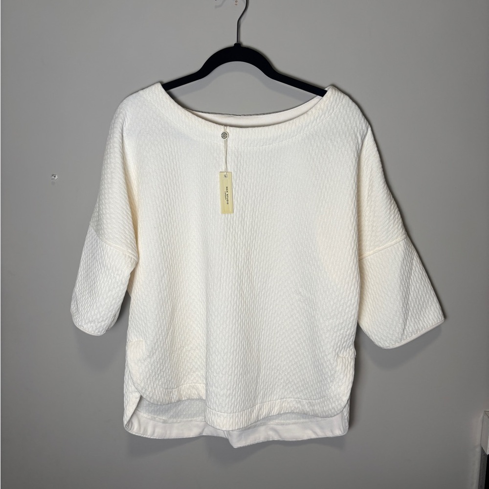 NWT ✨ Max Studio Off-White Textured Sweater Shirt